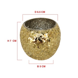 Custom Luxury Hot-Selling Top Round High-Quality Hand-crafted Multi-Purpose Home Decor Rosewood <b>Small</b> Mosaic Glass Votive - Product Image 3