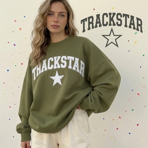 เสื้อสเวตเชิ้ตสีชมพูขนาดใหญ่สำหรับผู้หญิง พร้อมลายกราฟิกตัวอักษร Trackstar สไตล์สตรีทแวร์สุดชิค - Product Image 5