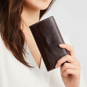 Portefeuille long fin en cuir véritable Wriza Premium avec blocage RFID pour hommes, finition mate sophistiquée et fermeture sécurisée - Product Image 2