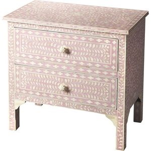 Mesa de Noche Rectangular Moderna de Alta Calidad Hecha a Mano con Incrustaciones de Hueso, Temática Artística, Decoración Ecológica para el Hogar - Product Image 1