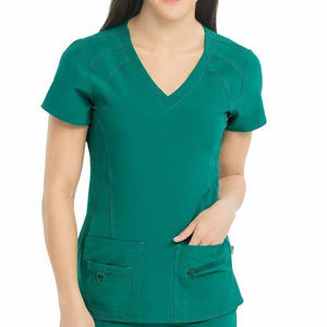 High Quality V Neck Women s Nurse Uniform Jersey Fabric Breathable Summer Hospital <b>Scrubs</b> Customizable <b>Tops</b> For Women - Product Image 5