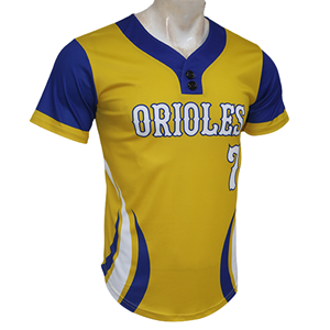 เสื้อเบสบอลแบบมืออาชีพ 2 กระดุม ผ้าโพลีเอสเตอร์ 100% ระบายอากาศได้ดีเยี่ยม ชุดเบสบอลแบบสั่งทำพิเศษ ชุดทีมแบบซับลิเมชั่น - Product Image 1