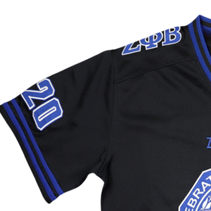 Maillot de football Zeta Phi Beta Centennial pour femme, noir et bleu, ZPB 1920 2020, anniversaire, col en V, maillot de sororité - Product Image 4