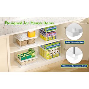 Portaoggetti Estensibile a 3 Livelli in Plastica per Oggetti Pesanti, Barattoli, Bottiglie, Lattine, Contenitori per Snack, per Cucina o Armadietto - Product Image 4