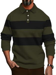 Camisa Clásica Vintage para Hombre, Manga Larga, Cuello Solapa, Rayas y Parches, Tela Suave de Color Sólido, Jersey Antiarrugas, Cierre de Botones, Talla Pequeña - Product Image 2