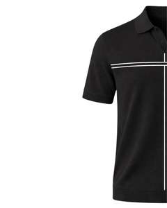 Polo Personalizado para Hombre con Rayas Cruzadas Negras, Manga Corta, Dobladillo Acanalado, Corte Ajustado, Mezcla de Algodón, Casual, Fabricante OEM - Product Image 3