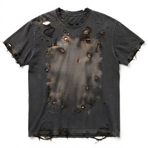 Camiseta Premium 100% Algodón Oversize con Efecto Desgastado y Lavado Vintage para Hombre, Manga Corta, Estilo Casual Urbano - Product Image 1