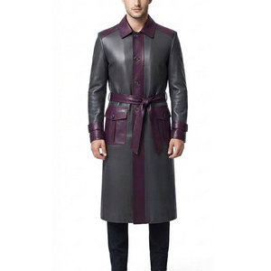 Top Selling <b>Waterproof</b> <b>Long</b> Leather Overcoat for <b>Men</b> Full Length Winter Outerwear Turn-down Collar Single Breasted Button - Product Image 1