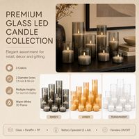 Juego de Velas LED de Cristal sin Llama, con Certificación CE/RoHS/FCC/Prop 65, Varios Tamaños, Llama 3D, Velas a Pilas para Decoración del Hogar y Bodas, Venta al Por Mayor