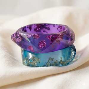 MN Exports Trendy Resin Islamic Round <b>Bangle</b> <b>Bracelets</b> Purple Blue with Foil Accents Unisex Fashion Jewelry Gift - Product Image 1