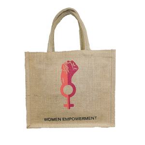 Grand sac à main de créateur en jute à logo personnalisé quantité minimale de commande fourre-tout écologique réutilisable en toile de jute lavable 50pcs sacs écologiques d'épicerie de marque - Product Image 4