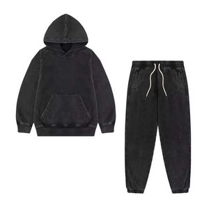 Men Acid Wash Tracksuit Cotton Fabric Custom Design Printing Breathable <b>Quick</b> Dry Two Piece OEM Wholesale Supplier - Product Image 1