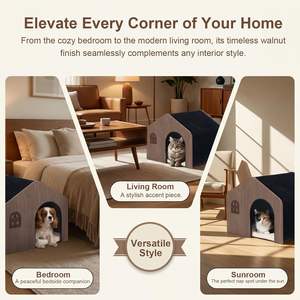 Casa de Madera para Gatos de Interior, Grado E0, No Tóxica, con Cojín Lavable, Mueble Ecológico para Mascotas, Decoración Moderna para el Hogar - Product Image 6