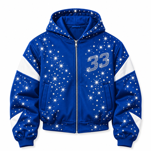 เสื้อฮู้ดวินเทจประดับเพชรเทียมทรงโอเวอร์ไซส์ ขอบดิบสไตล์สตรีทแวร์ Y2K สำหรับฤดูหนาว ผ้าฝ้าย 100% - Product Image 4