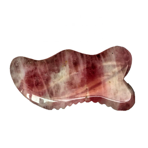 Herramienta de masaje Gua Sha de cuarzo rosa natural Masajeador facial y corporal con técnica de raspado - Product Image 3