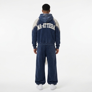 Conjunto Deportivo para Hombre con Capucha, Sudadera con Cremallera Completa, Pantalones de Algodón, Estampado de Letras, Ropa Casual de Otoño, Diseño Transpirable de Color Sólido - Product Image 2