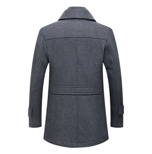 Gabardina Larga Clásica de Alta Calidad para Hombre, Otoño/Invierno, Abrigo de Cuero con Cuello en V, Tejido de Lona Transpirable - Product Image 3