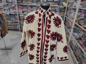 Black Velvet Woven Embroidered Long Jacket Floral Pattern <b>Open</b> Front Women's Vintage Casual Autumn Outerwear Gift - Product Image 4