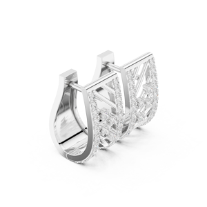 Boucles d'oreilles de luxe en or blanc 14 carats avec diamant de laboratoire 0,536 ct, taille brillant rond, plaqué rhodium, tendance pour femme - Product Image 4