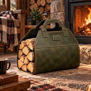 OEM Maßgefertigter Echter Leder-Holzträger Robuster Brennholz-Träger Handgefertigte Rustikale Kaminholztasche LWC-0004 - Product Image 5