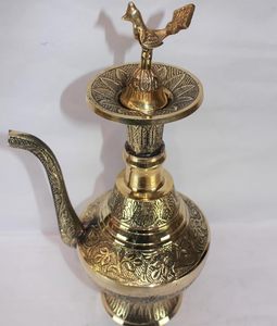 Vintage Brass Designer Surahi Jug with Handcrafted Engraved Work Traditional Indian Water Pitcher Vase Decorative <b>Antique</b> - Product Image 5