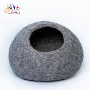 Felt Cat Cave 100% Buatan Tangan Selandia Baru Wol Kempa | Organik Ramah Lingkungan Aman Bersertifikat Perdagangan Pameran