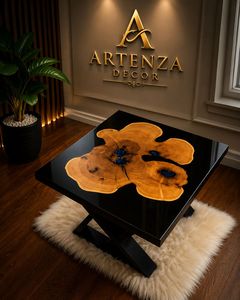 Artenza Decor Durable Modern <b>Epoxy</b> Resin <b>Coffee</b> <b>Table</b> with Wood Grain Finish for Living Room Indoor Home Decor - Product Image 1