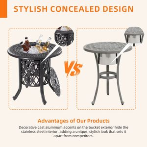 Tavolo da 21 \ "in alluminio pressofuso rimovibile in acciaio inox 304 per uso alimentare con finitura spazzolata a mano per Patio interno esterno - Product Image 5