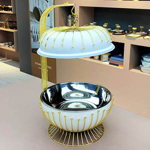Luxury Round Lattice Chafing Dish Stainless Steel <b>Buffet</b> Food Warmer Ornate Gold White Black Catering <b>Server</b> for Hotel - Product Image 2