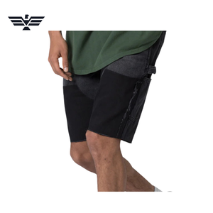 Custom Men's Straight-leg Mid Waist Ripped Knitted Denim <b>Shorts</b> Breathable Washable <b>Zippers</b> 100% Cotton 300g Summer Casual Wear - Product Image 3