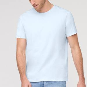 Camiseta de Cuello Redondo de Algodón Transpirable Lavado con Logotipo Personalizado para Hombre, Camiseta Informal Ligera de Manga Corta y Corte Ajustado para Verano - Product Image 3