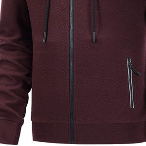 Ensemble de survêtement décontracté pour homme, automne, à capuche, couleur unie, manches longues, fermeture éclair, sweat-shirt et pantalon, matière polyester respirante - Product Image 4