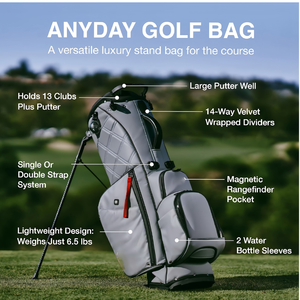 Waterproof Portable PU Solid Color <b>Golf</b> Stand Bag Club Divider Zipper Closure Machine Washable Custom Logo for Adult Players - Product Image 5