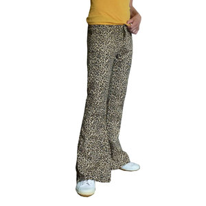Men Leopard Printed Flare <b>Pants</b> Elastic Waist Casual Wear <b>Summer</b> Style Midweight Polyester Fabric - Product Image 3