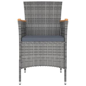 4 sillas de comedor de ratán polivinílico para patio en gris elegante juego de muebles de patio - Product Image 3