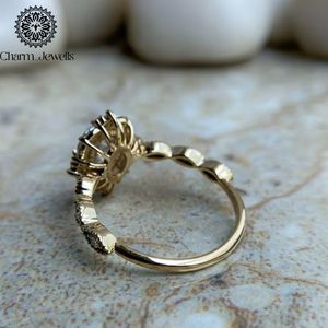 Charm_Jewells Vintage <b>Oval</b> <b>Moissanite</b> <b>Engagement</b> <b>Ring</b> Silver Prong Setting Flower Design IGI Certified 3 GM Women's Jewelry - Product Image 3