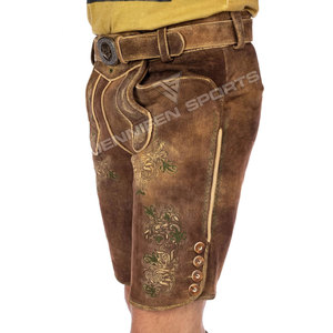 Shorts en cuir de daim respirant à motif bavarois pour hommes, pour l'Oktoberfest - Product Image 3