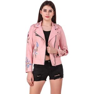 Chaqueta de cuero PU personalizada 2025 para mujer, soporte de alta calidad, tela teñida rellena de algodón transpirable, diseño bordado largo XL otoño - Product Image 1