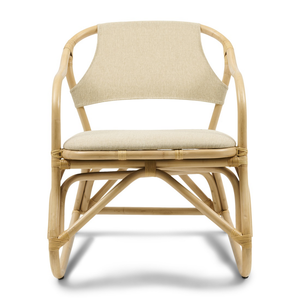 Silla de Diseño Moderna con Reposabrazos de Ratán, Tapizada en Cuero PU y Patas de Madera - Product Image 2