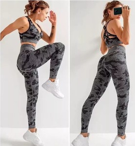 Yoga Wear Factory Custom Logo Women Pilates Sportswear Workout Sets Fitness Crop Top Butt Scrunch <b>Leggings</b> <b>Flare</b> Yoga Pants Set - Product Image 3