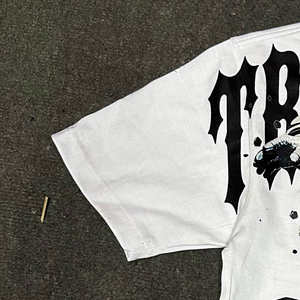 Camiseta de algodón con diseño gráfico, fabricante de camisetas, estilo oversize, streetwear, camisetas holgadas con efecto desgastado para hombre - Product Image 5