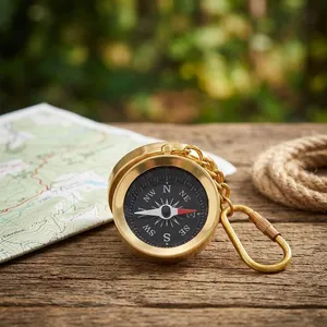 Brass Direction <b>Compass</b> Keychain | Vintage Navigation <b>Compass</b> Key Ring | <b>Antique</b> Brass Keychain for Car Bike Home Office Keys - Product Image 5