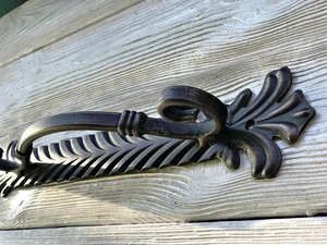 Poignée de portail en fer forgé à la main, design résistant à la rouille, motifs de feuilles en relief, style traditionnel, accessoire pour - Product Image 4