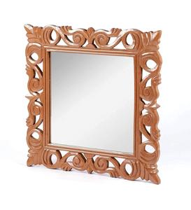 Handcrafted Wooden Carved <b>Square</b> Wall <b>Mirror</b> Decorative Rustic Vintage Farmhouse Wooden Frame Vanity Accent <b>Mirror</b> - Product Image 4
