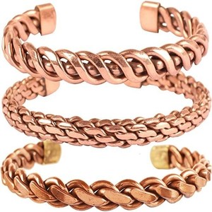 indian handmade copper cufflinks Energinox Magnetic Therapy Arthritis Copper Cuff Magnet Bio <b>Healing</b> <b>Bracelet</b> for Women - Product Image 3