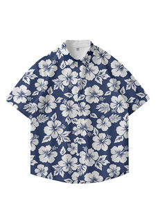 T-shirt décontracté pour homme à manches courtes, style hawaïen, marque de mode européenne et américaine, en viscose/coton anti-boulochage, couleur unie, taille été, style Hong Kong - Product Image 2