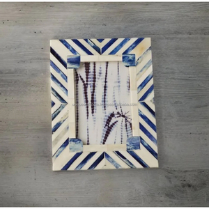 Cadre photo en bois réglable fait main avec motif diamant crème en bois naturel, décoration moderne pour table, style maison - Product Image 3