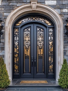 Portes d'entrée en fer forgé et verre, résistantes à l'eau, artisanales et artistiques, de luxe, par Khang Hung Phat, avec portail de sécurité. - Product Image 4