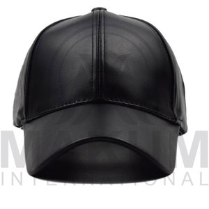 Customized Classic Style Solid <b>Black</b> Pure Color Leather <b>Baseball</b> <b>Cap</b> for Men & Women - Product Image 2