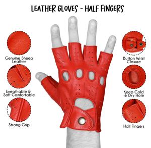 Guantes de cuero de medio Dedo de piel de oveja de primera calidad unisex invierno transpirable casual uso al aire libre OEM personalizado disponible para uso diario - Product Image 3